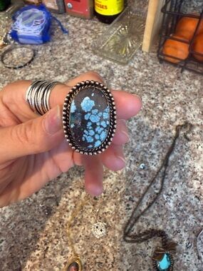Turquoise Oval Statement Ring - Blue Turquoise Cabochon
